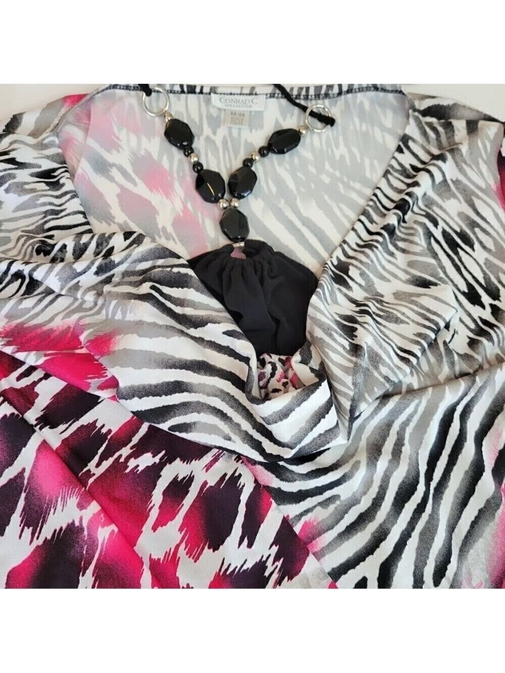 Conrad C Collection Short Sleeve Halter Insert Top Multicolor Animal Print M - Picture 8 of 10
